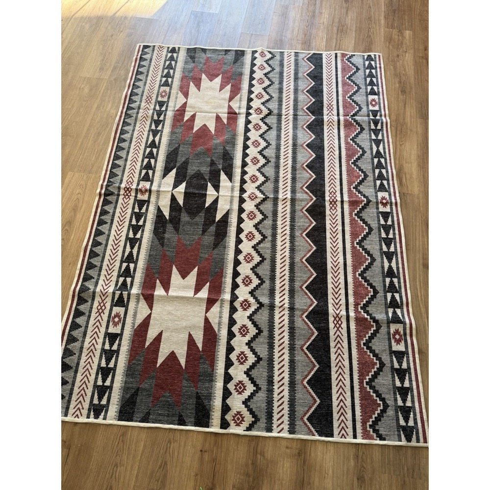 Ruggable 5x7 Rug Cover ONLY Navajo Southwest Aztec Red Black Grey White - No Pad